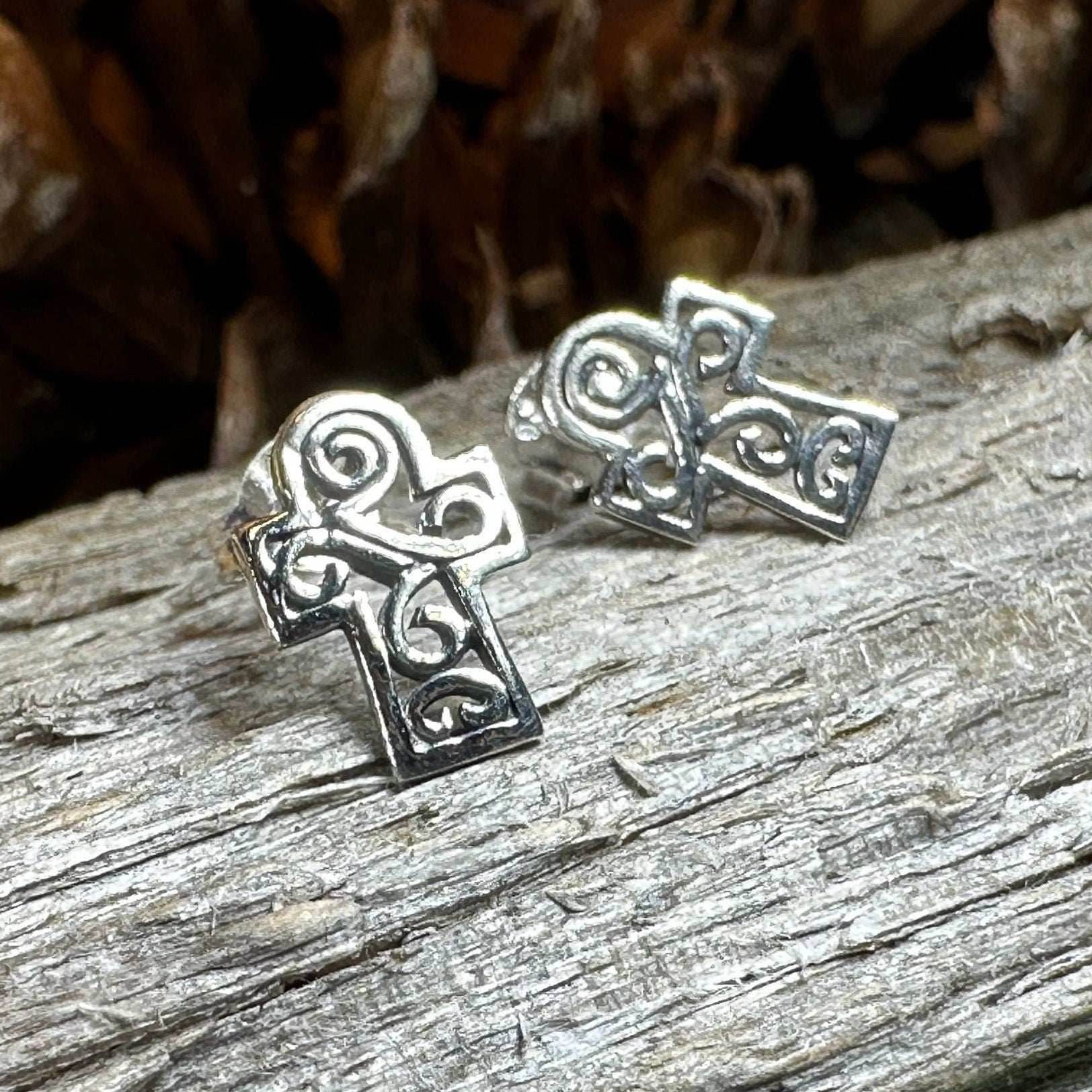 Iona Celtic Cross Post Earrings - 