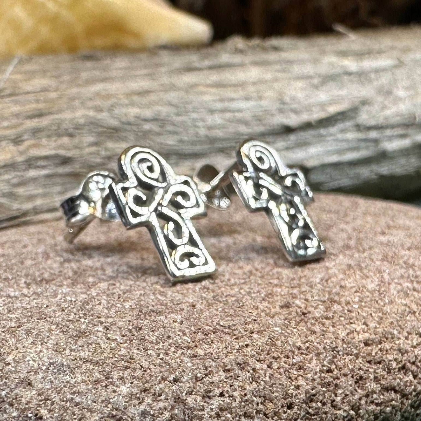 Iona Celtic Cross Post Earrings - 