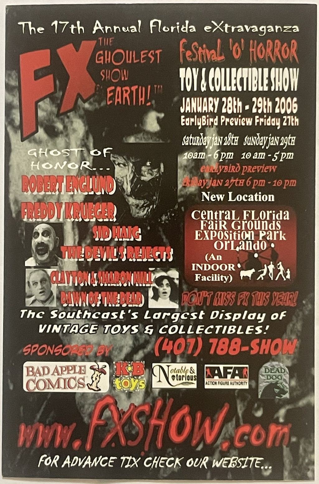Rare 2006 Comic Con Horror Fest Vintage Collectible Show Card