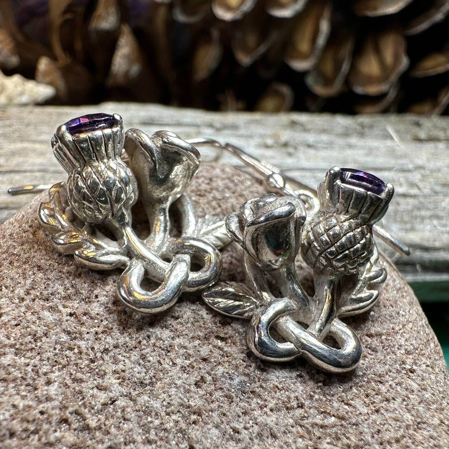 Cyrena Thistle Amethsyt Earrings - 