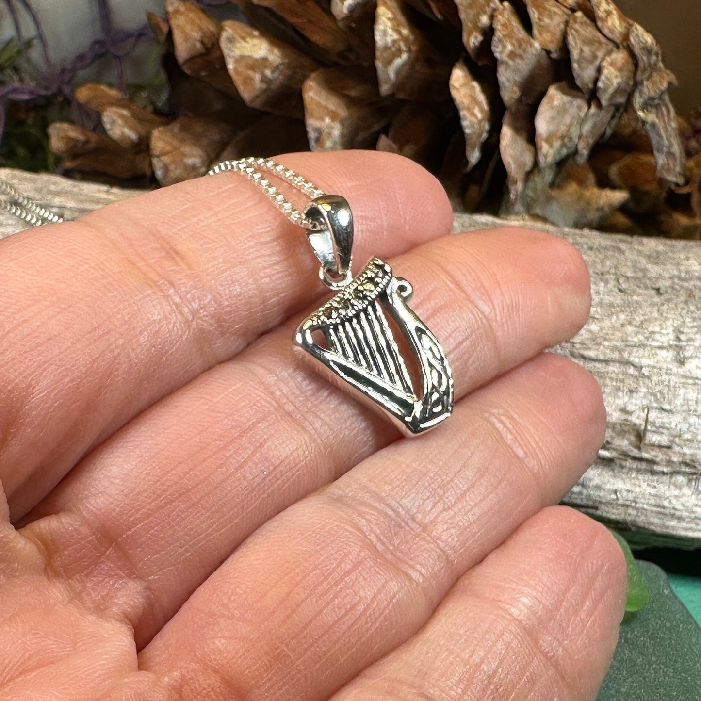 Green Enamel Harp Necklace