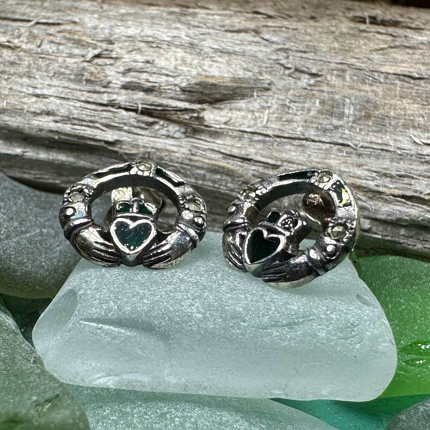 Irish Claddagh Stud Earrings - 