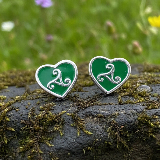 Green Celtic Spiral Earrings