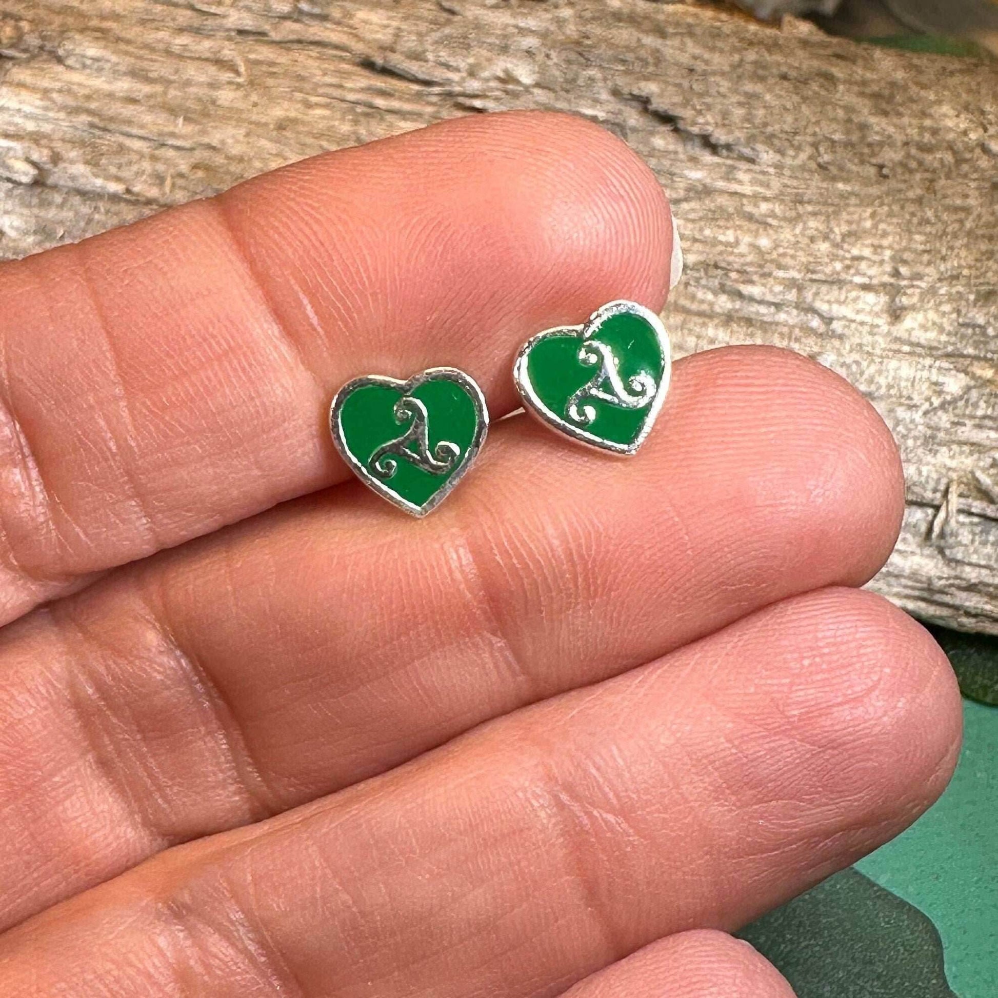 Green Celtic Spiral Earrings - 