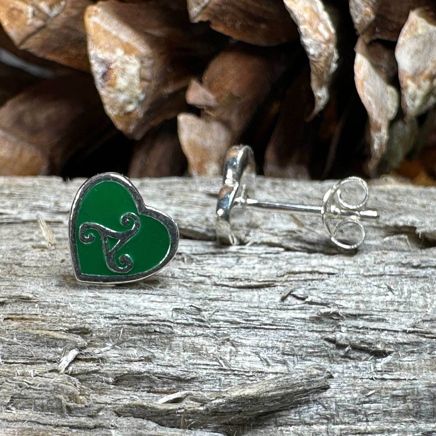 Green Celtic Spiral Earrings - 