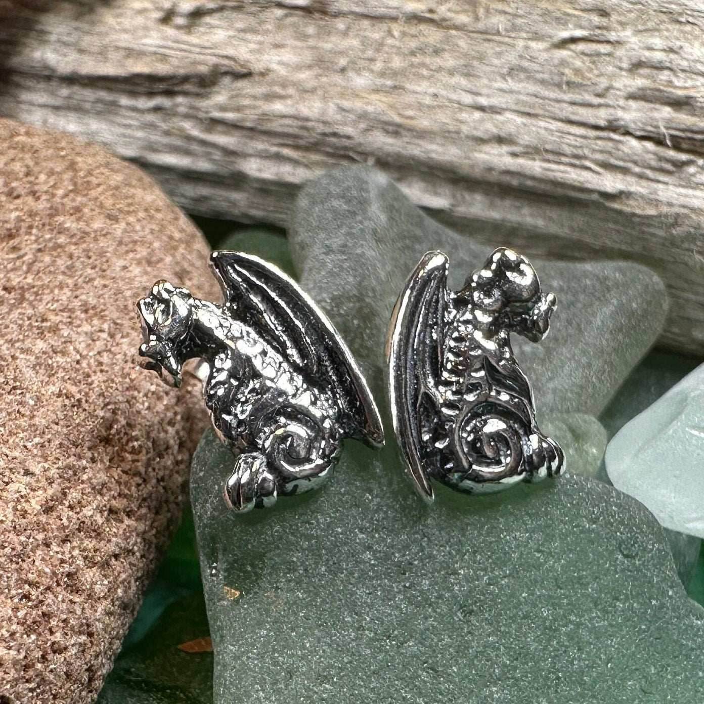 Gargoyle Dragon Post Earrings - 