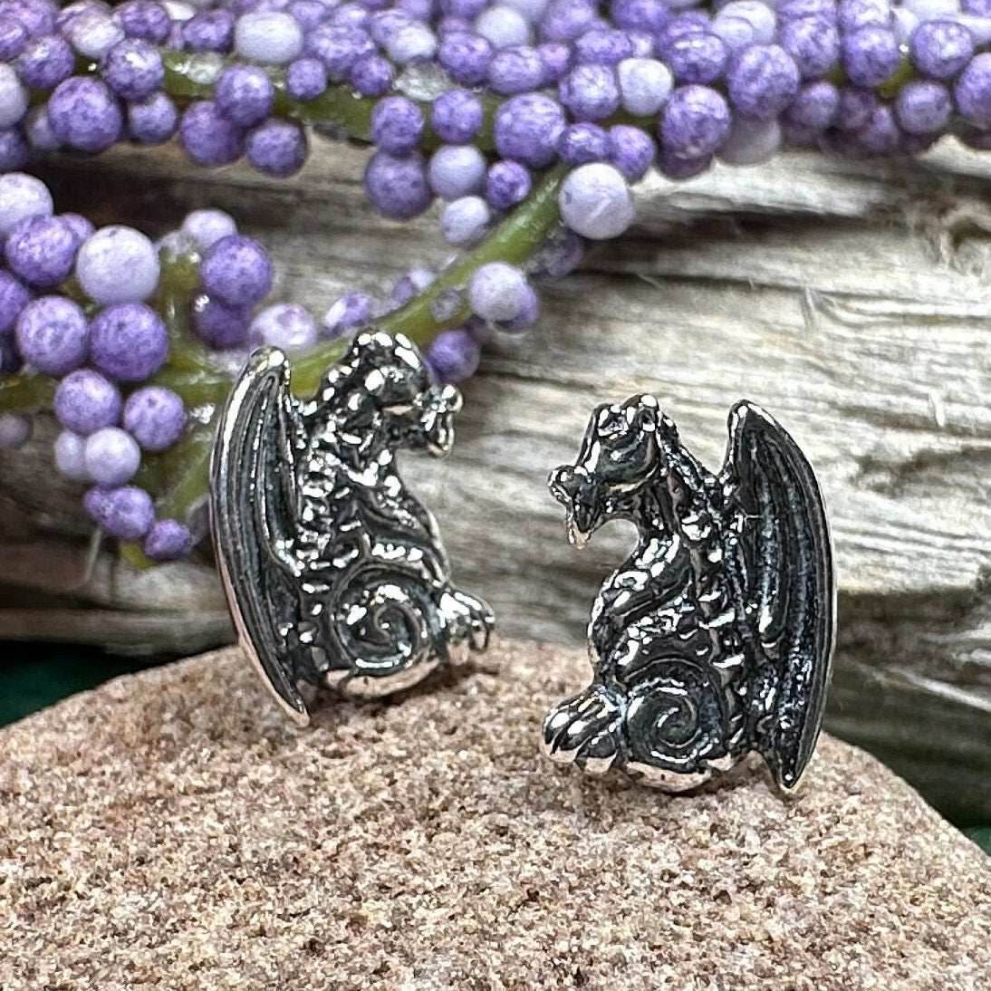 Gargoyle Dragon Post Earrings - 