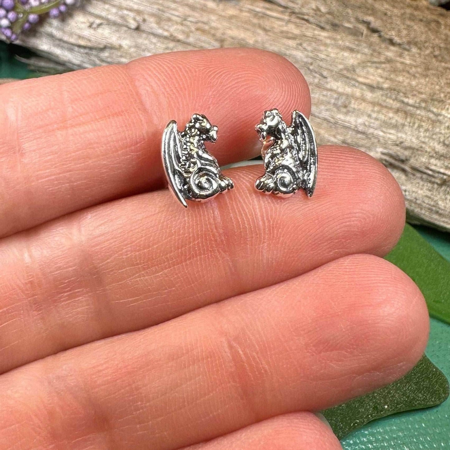 Gargoyle Dragon Post Earrings - 