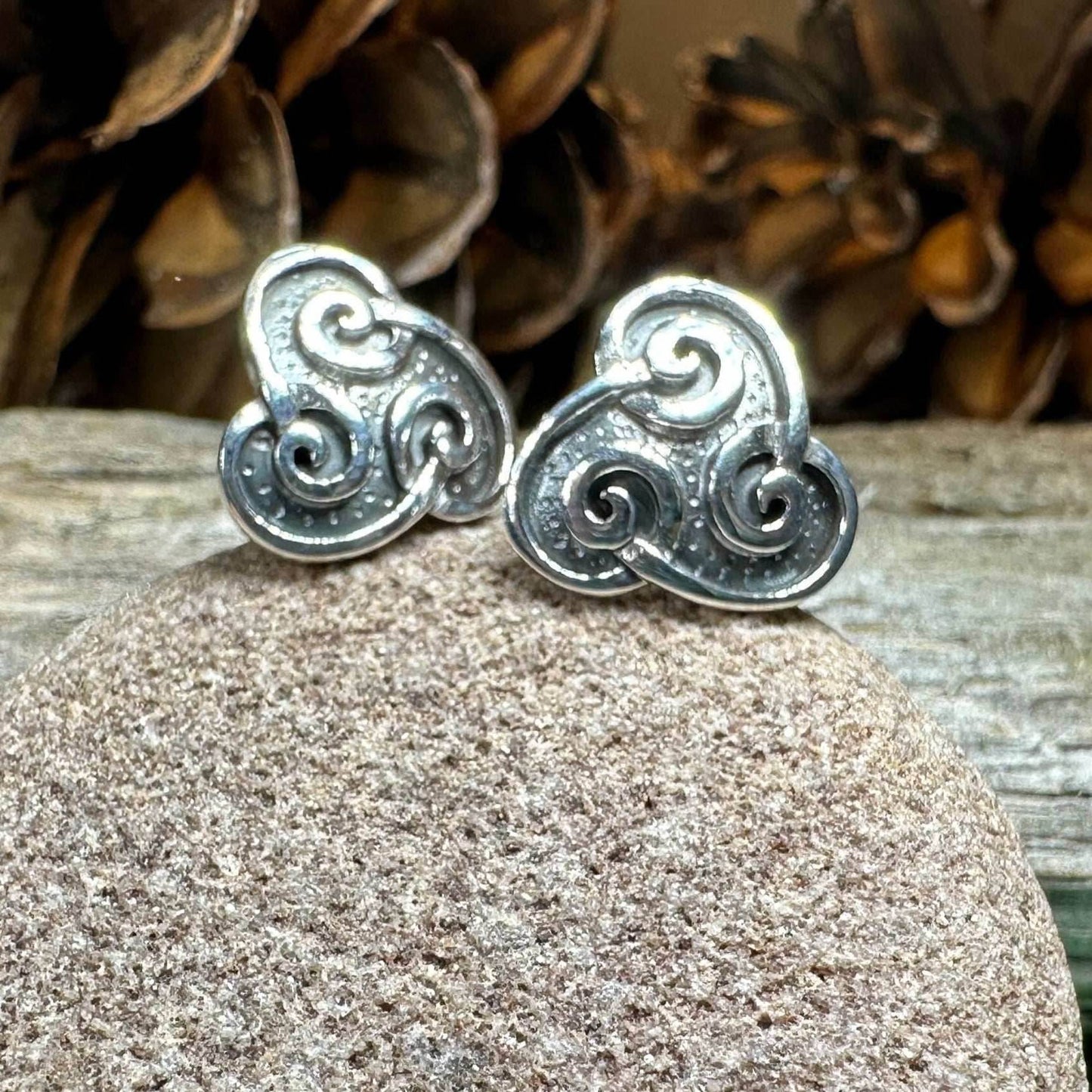 Ancient Gale Celtic Spiral Post Earrings - 