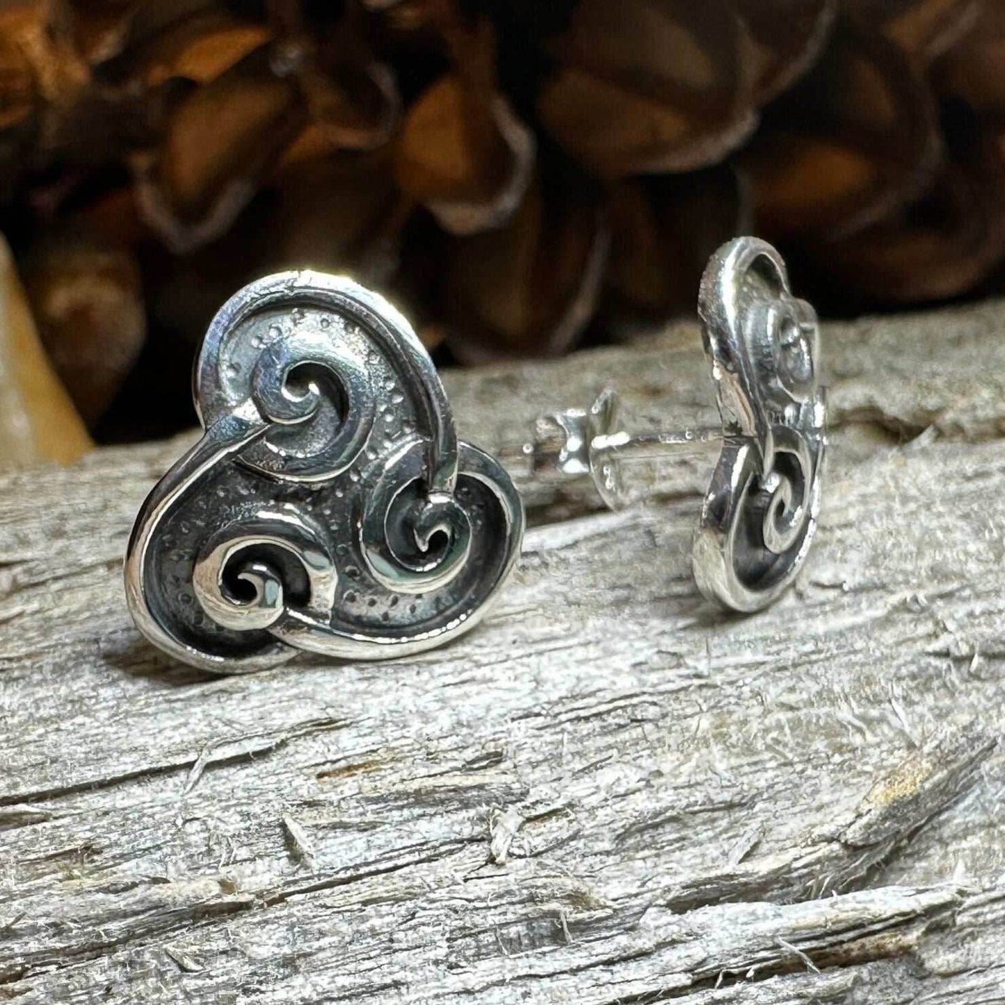 Ancient Gale Celtic Spiral Post Earrings - 