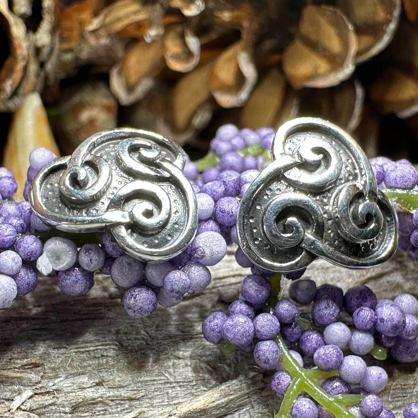 Ancient Gale Celtic Spiral Post Earrings - 
