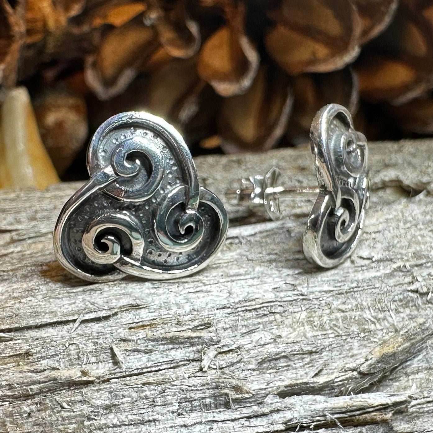 Ancient Gale Celtic Spiral Post Earrings - 