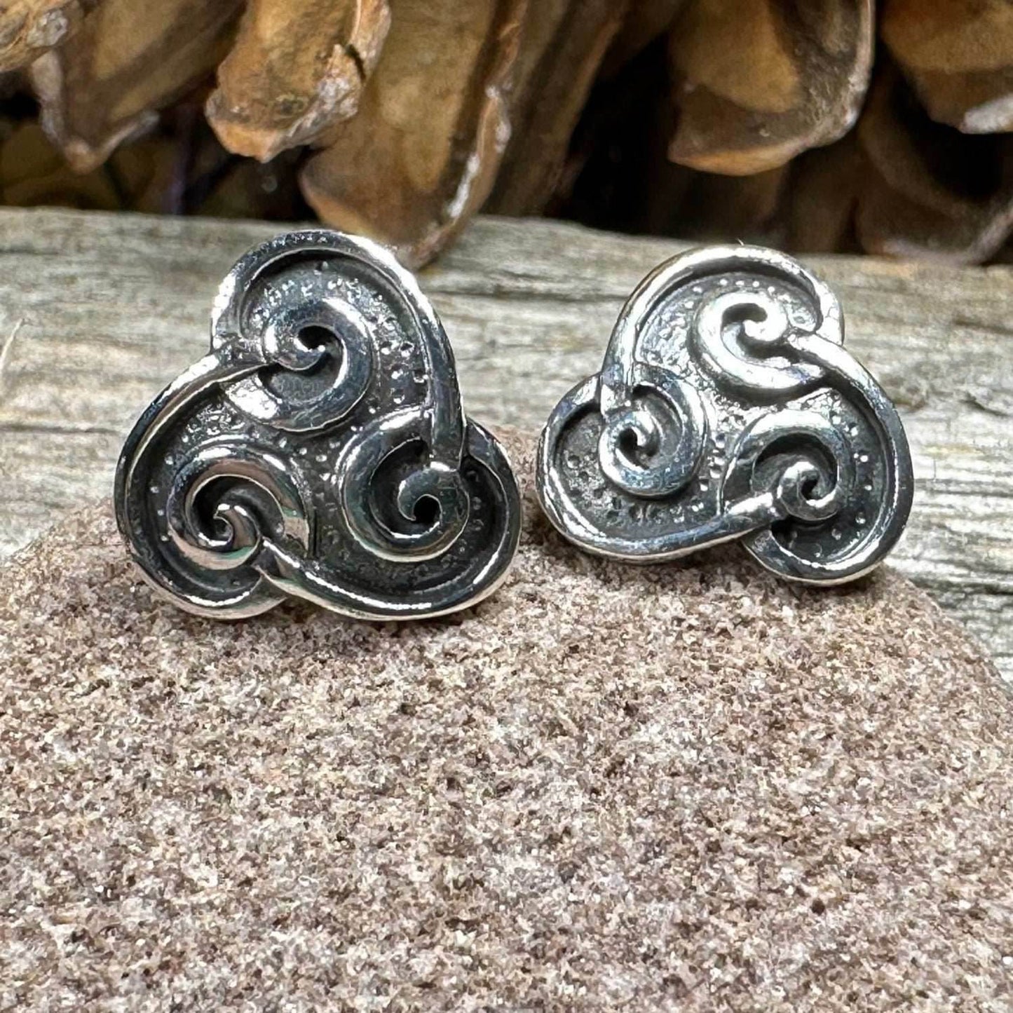 Ancient Gale Celtic Spiral Post Earrings - 