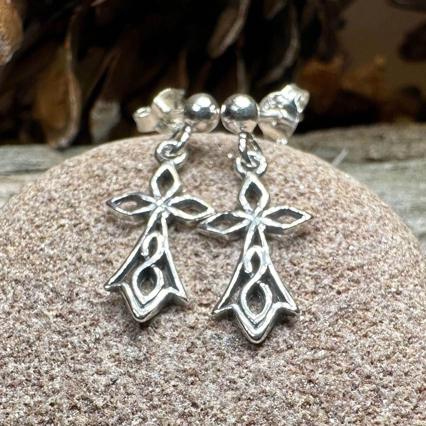 Sweet Celtic Cross Post Earrings - 