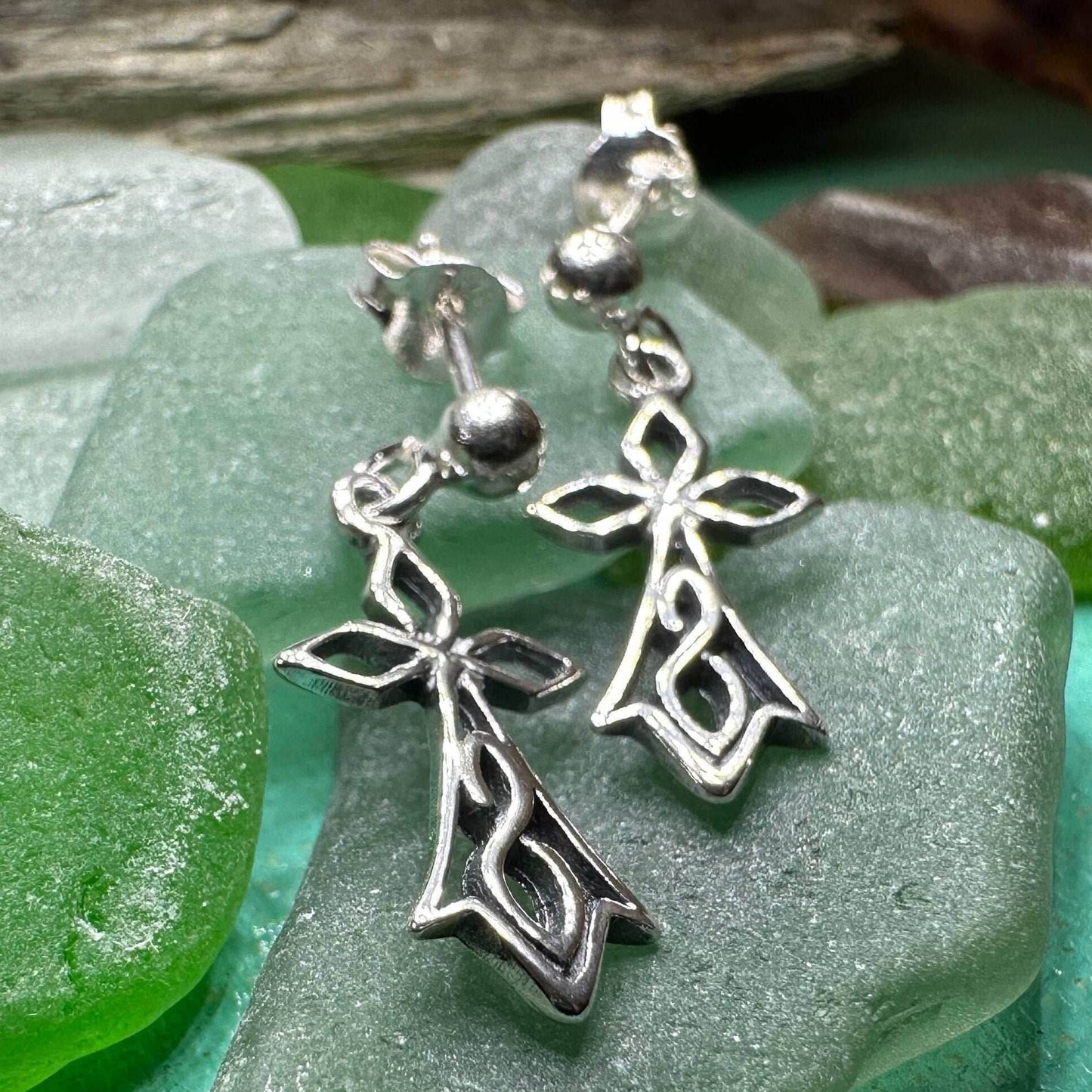 Sweet Celtic Cross Post Earrings - 