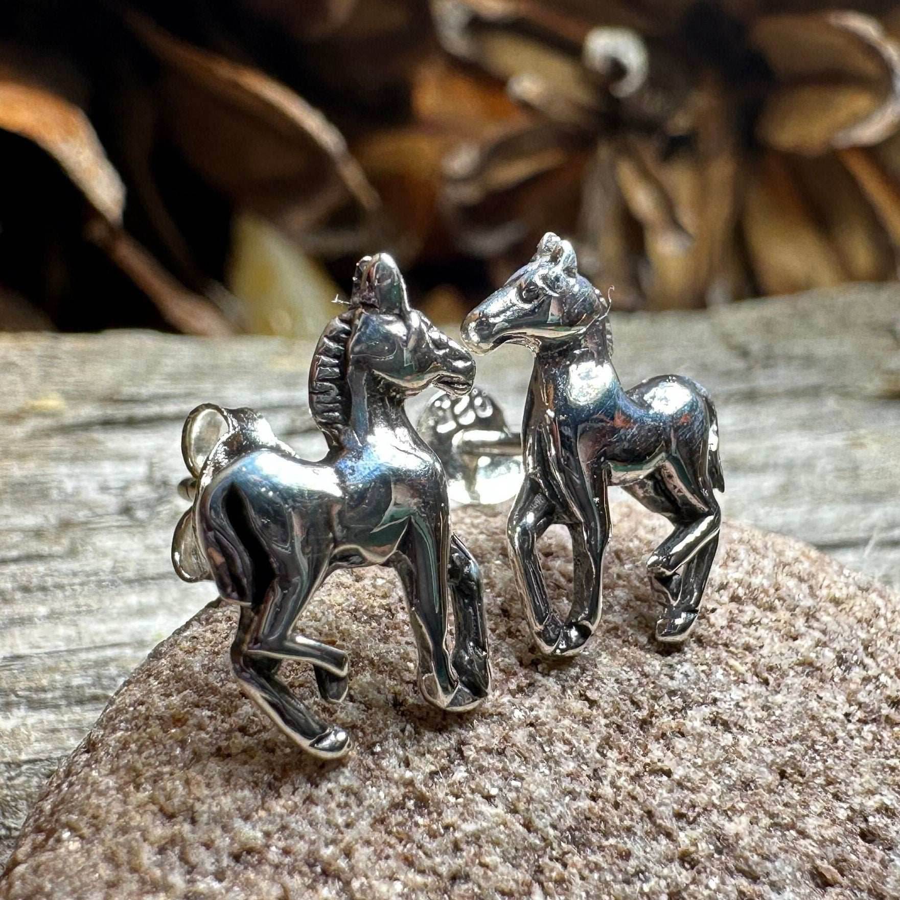 Prancing Horse Post Earrings - 