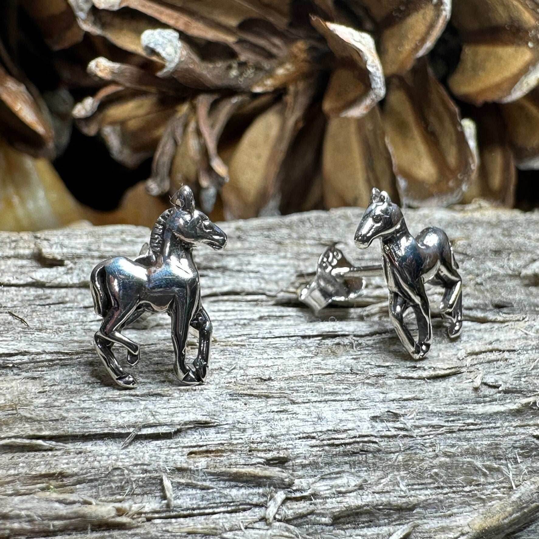 Prancing Horse Post Earrings - 