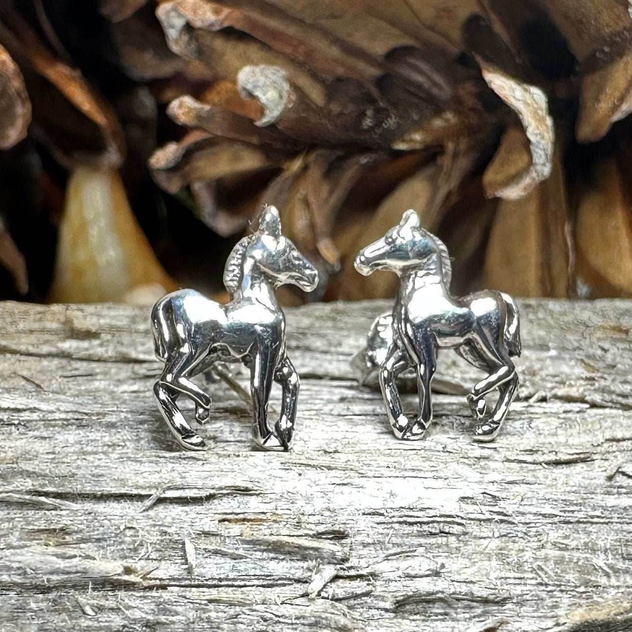 Prancing Horse Post Earrings - 