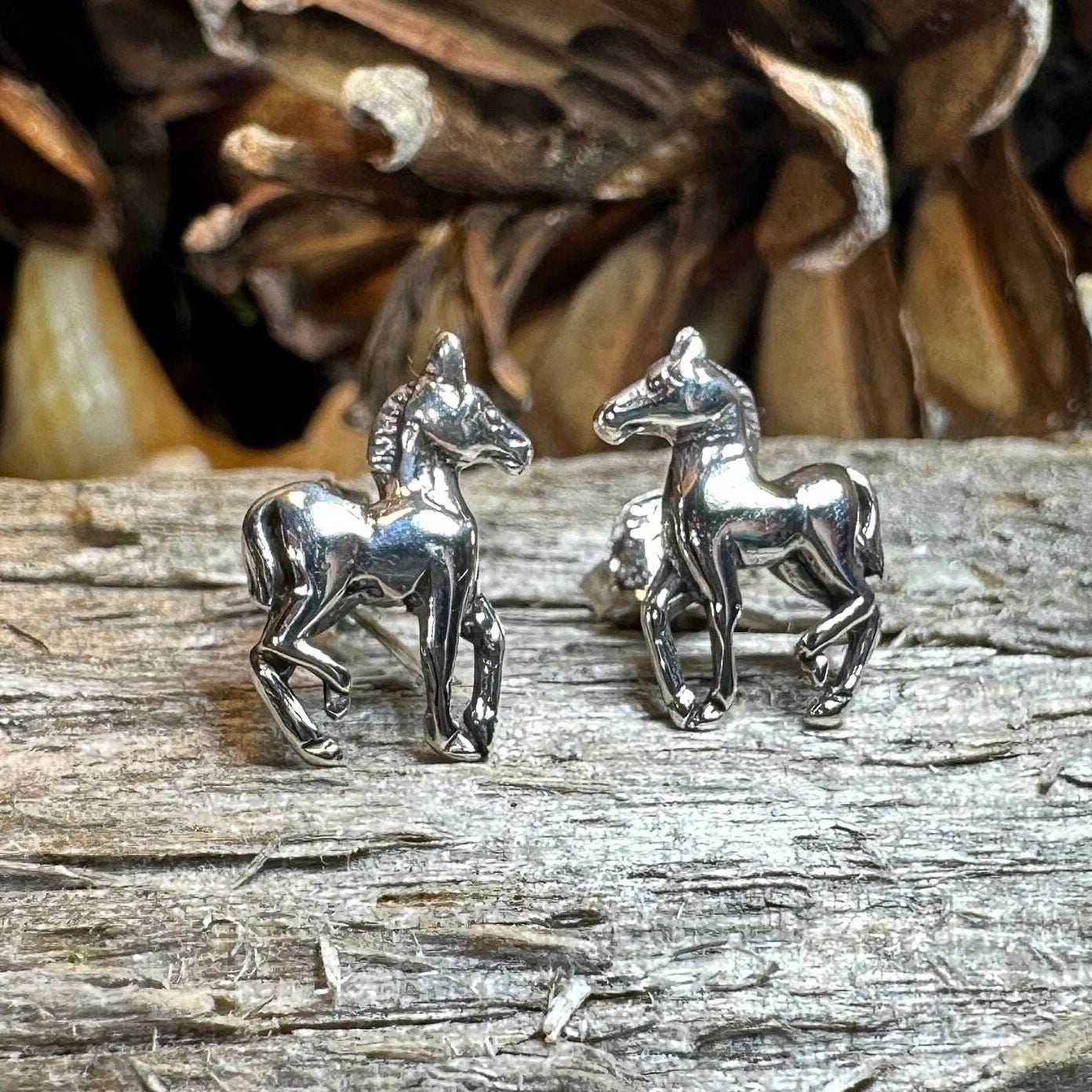 Prancing Horse Post Earrings - 