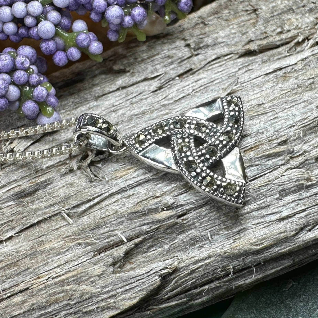 Marcasite Trinity Knot Necklace - 18