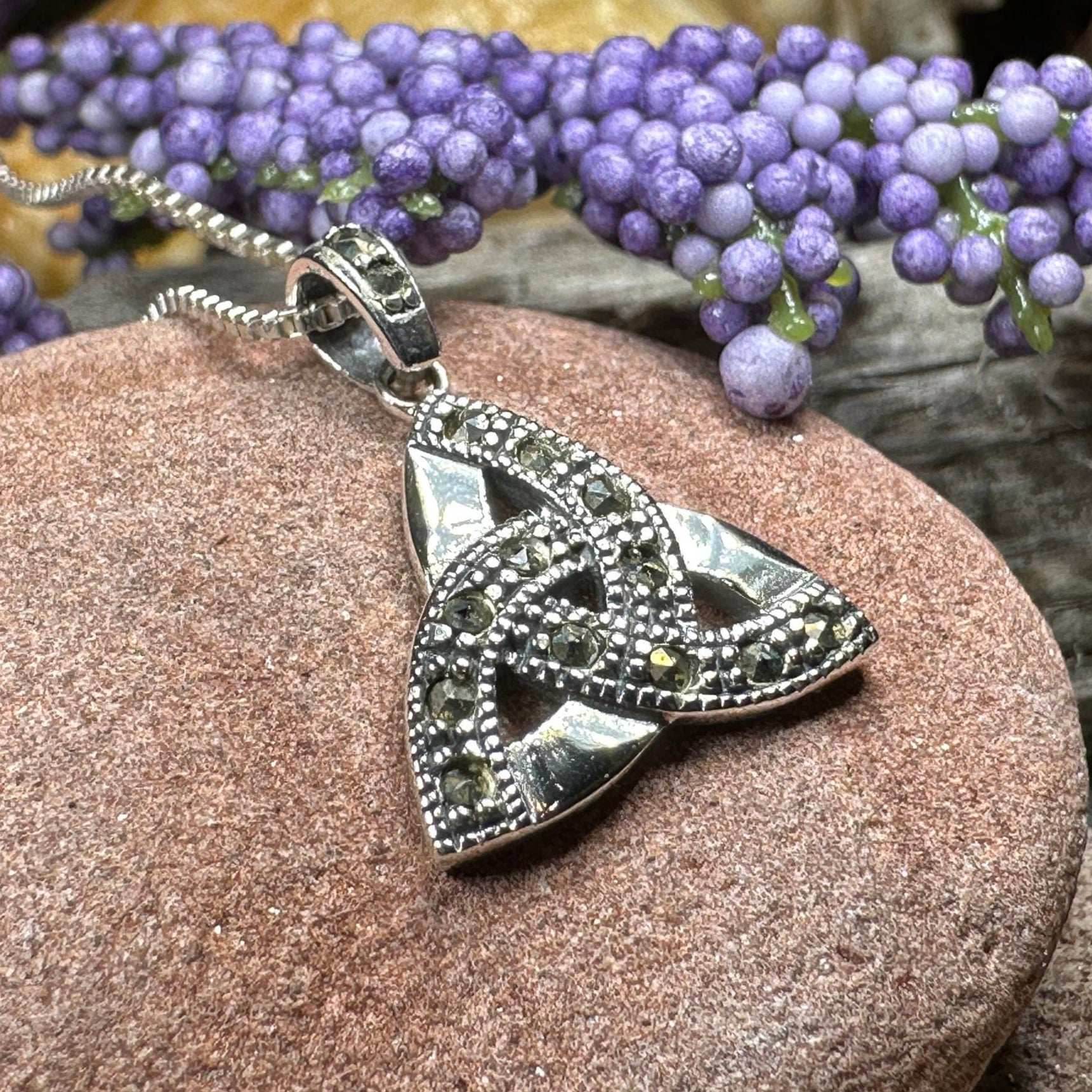 Marcasite Trinity Knot Necklace - 18
