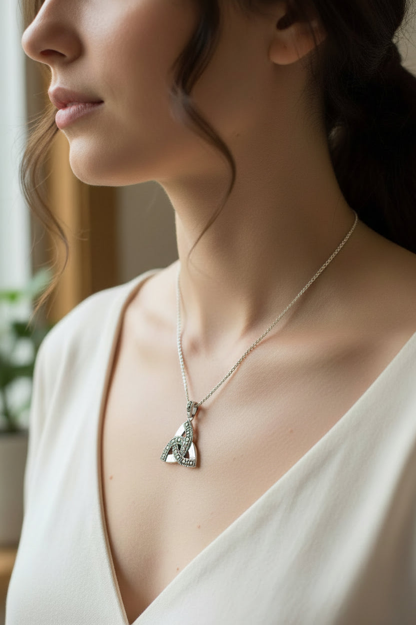 Marcasite Trinity Knot Necklace