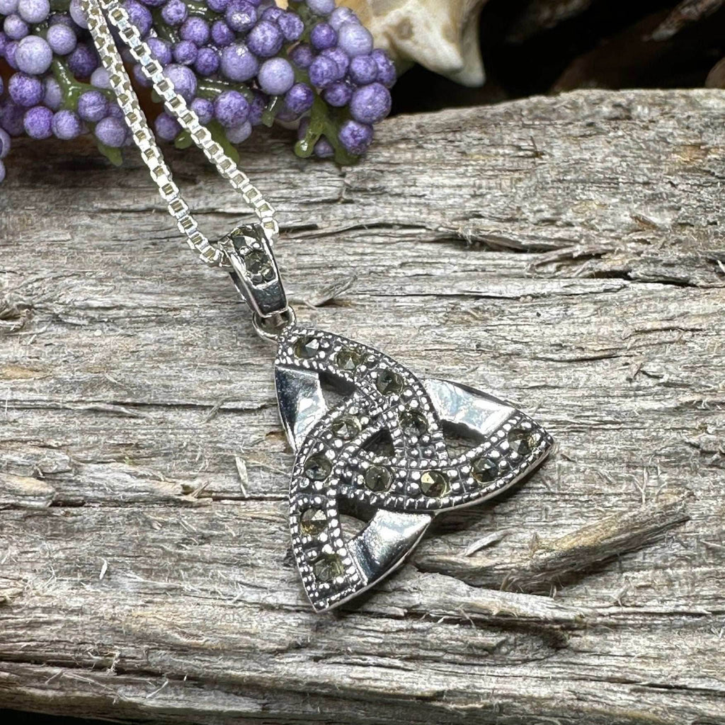 Marcasite Trinity Knot Necklace - 18