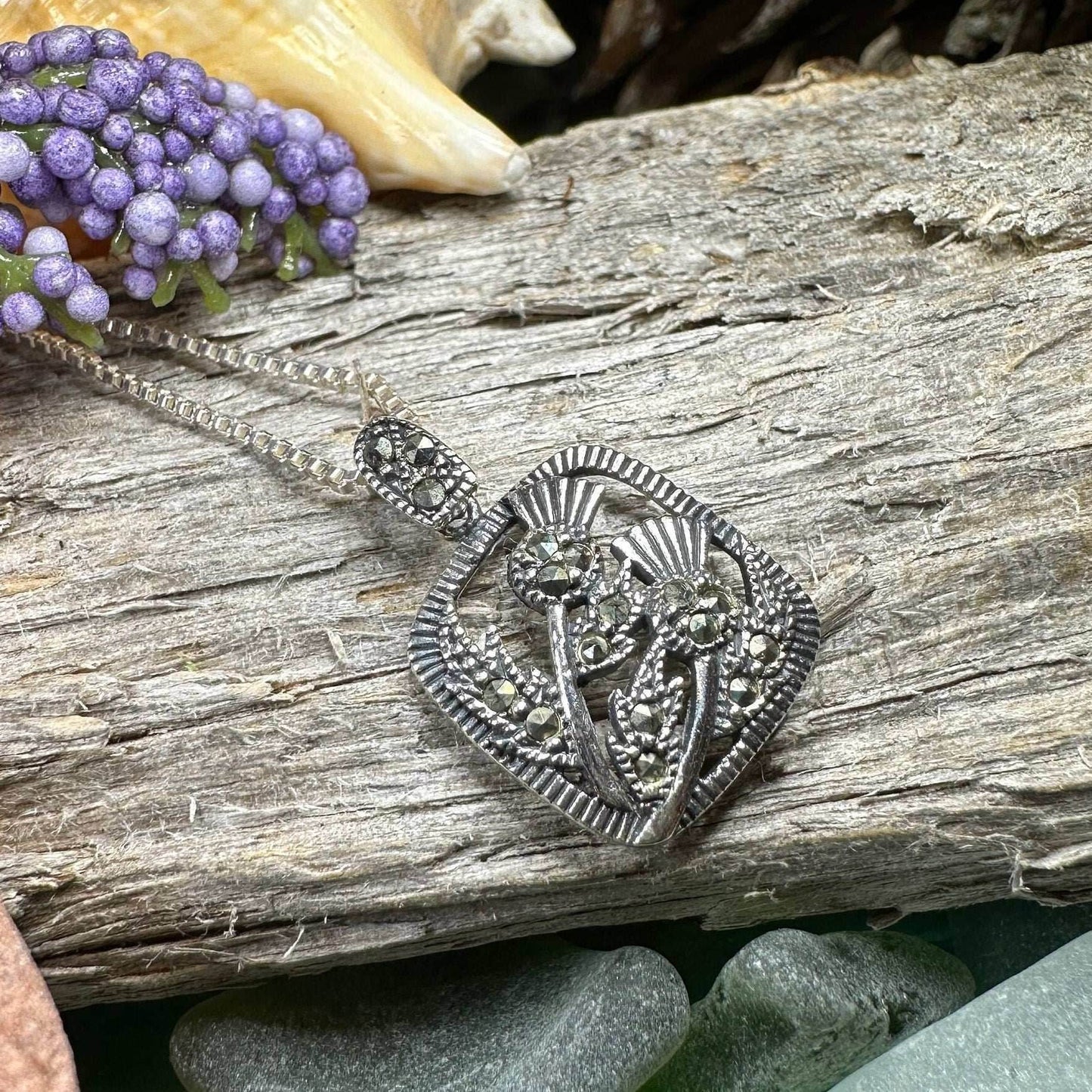 Leonora Thistle Marcasite Necklace - 18