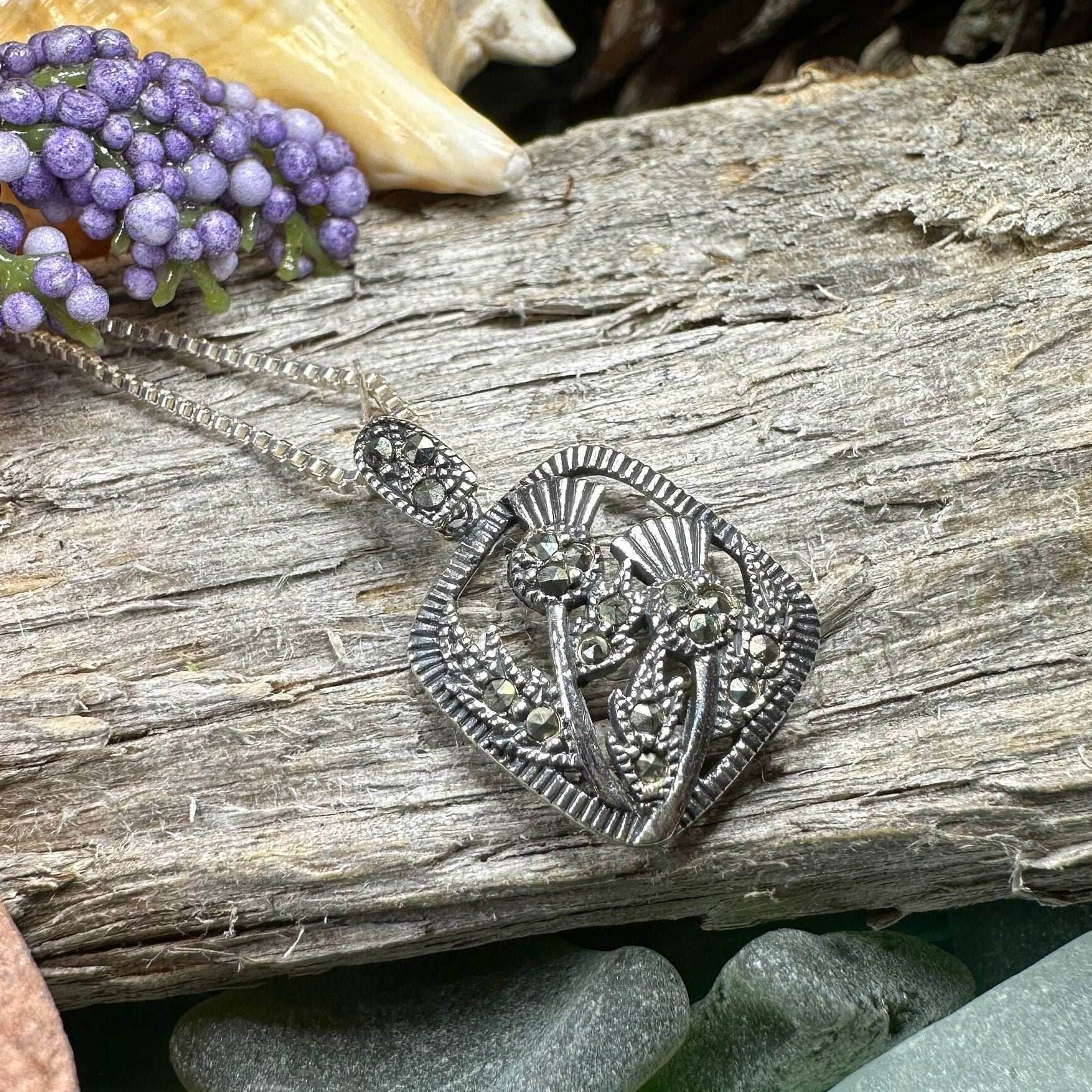 Leonora Thistle Marcasite Necklace - 18