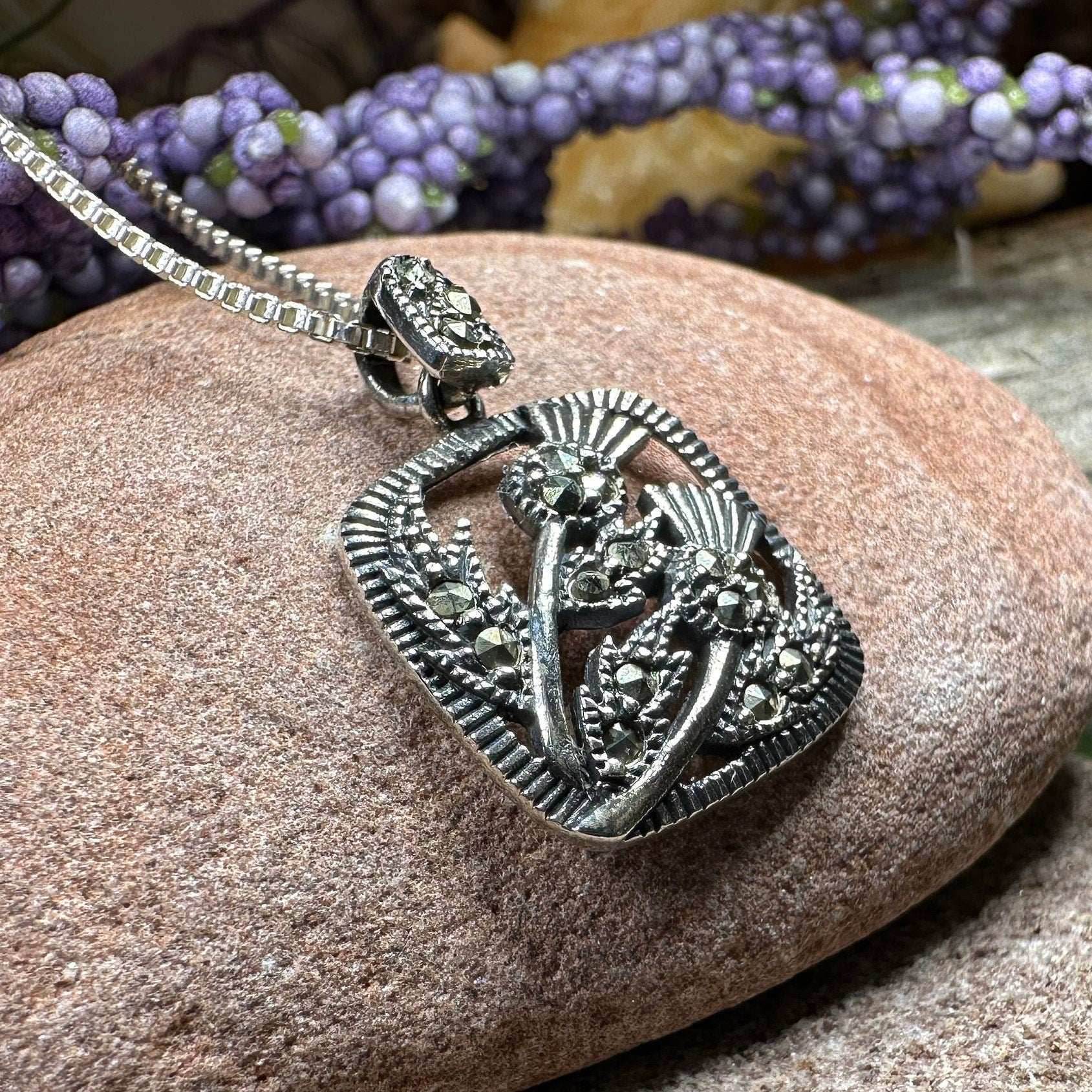 Leonora Thistle Marcasite Necklace - 18