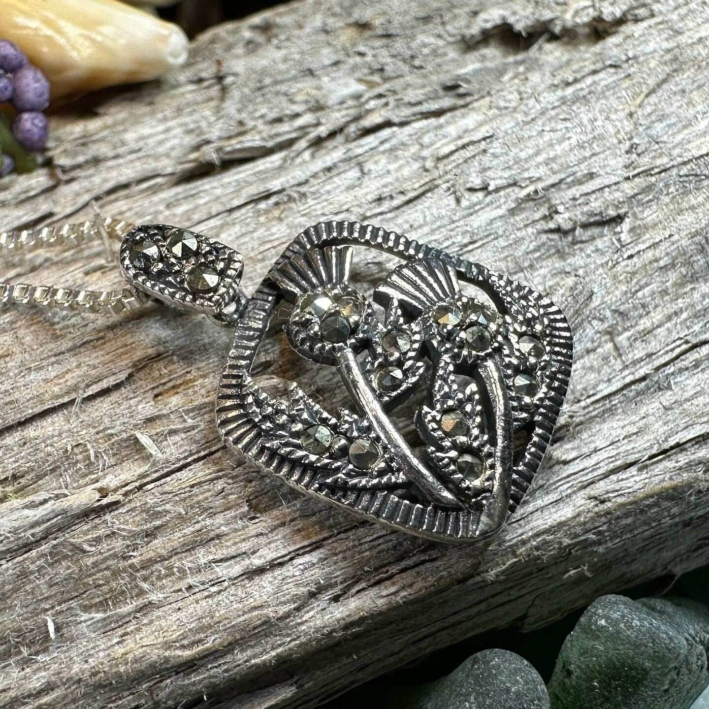 Leonora Thistle Marcasite Necklace - 18