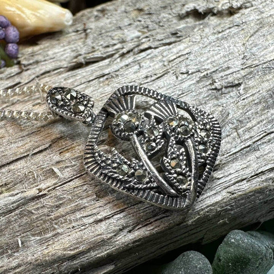 Leonora Thistle Marcasite Necklace - 18