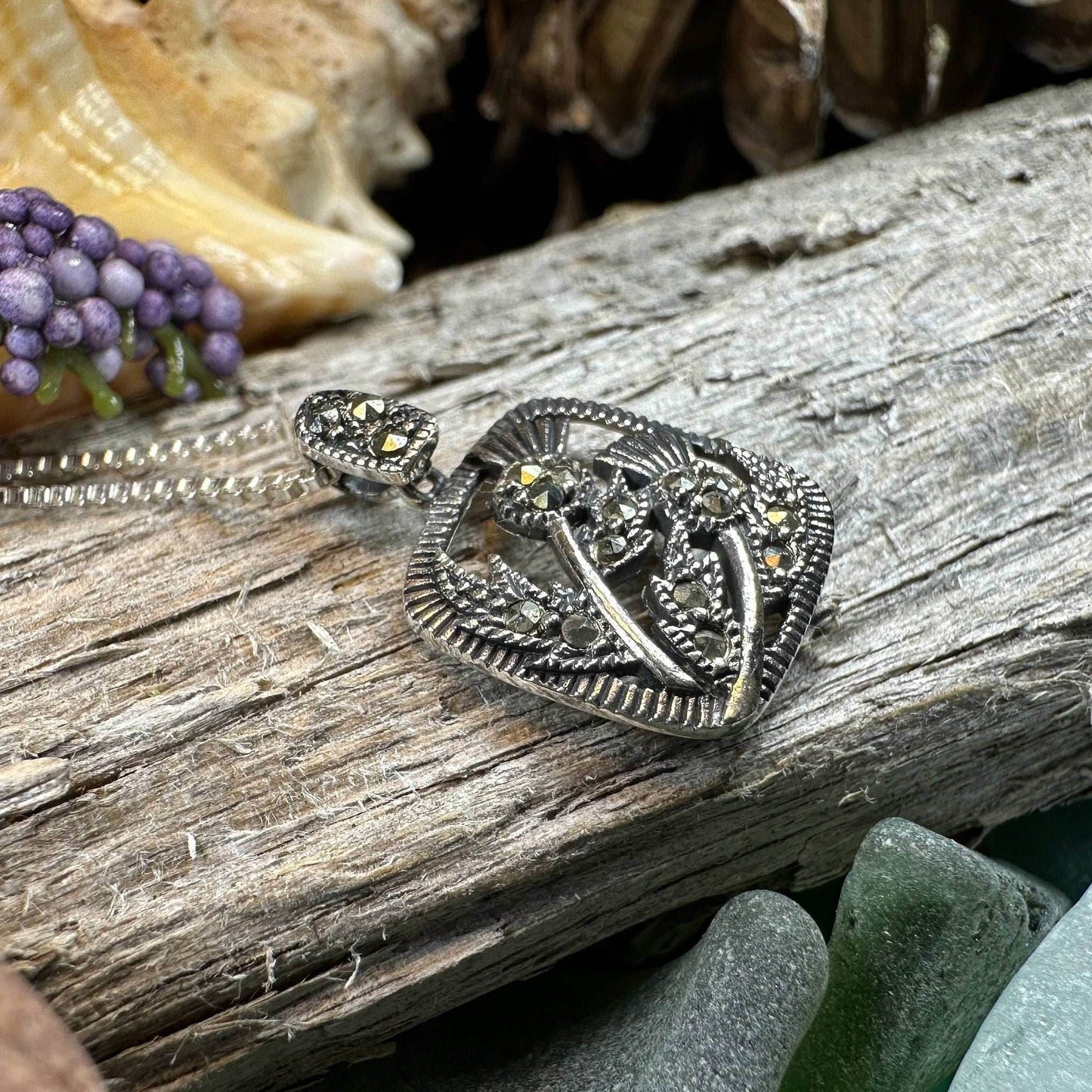 Leonora Thistle Marcasite Necklace - 18