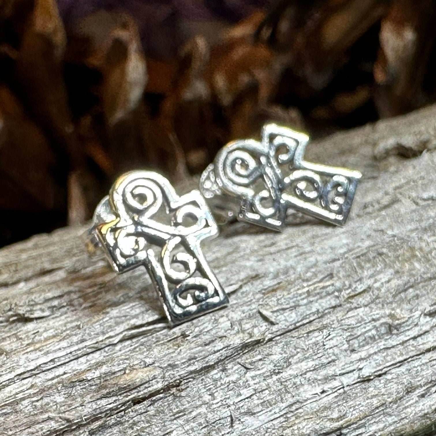 Iona Celtic Cross Post Earrings - 