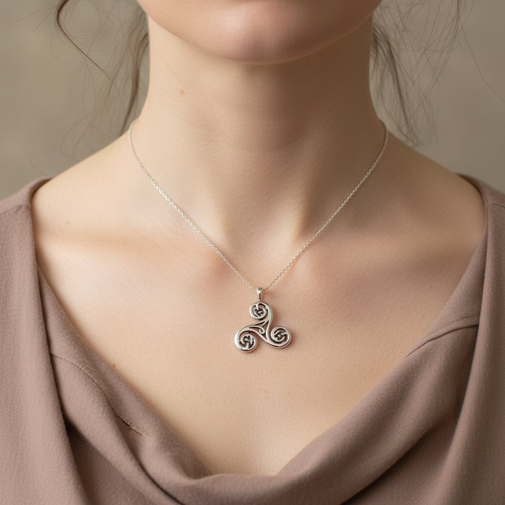 Gaeltide Triple Spiral Necklace