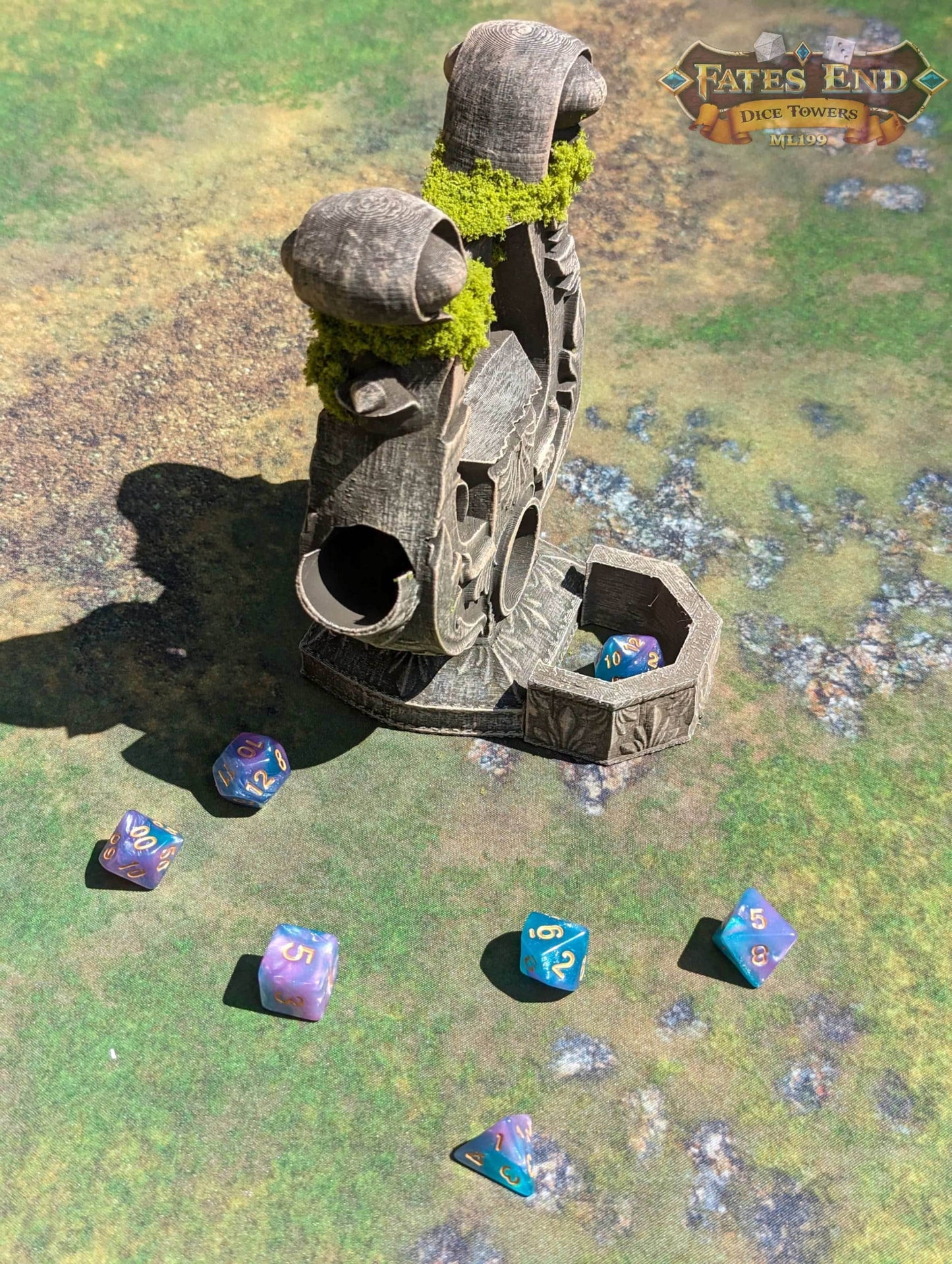 Bard's Lyre Dice Tower - Fate's End Collection - Echoes of Epic Tales with Every Dice Serenade. - Black / Yes- Include Random Dice Set