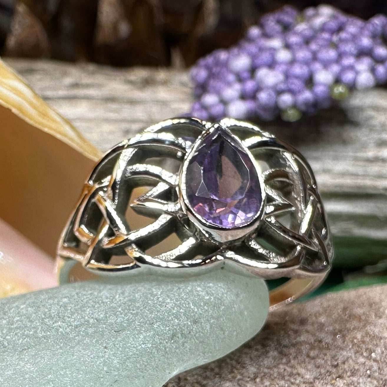 Vanaheim Celtic Knot Ring - 6 / Amethyst