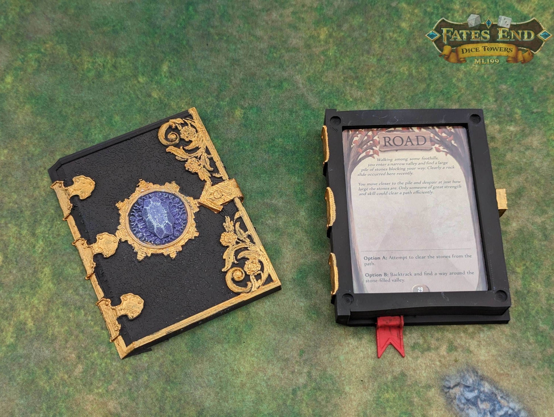 Magic Tome 3D Printed Deck Holder and Card Storage | RPG Dice Vault | D20 Box | Player Gift - Embracing Magic! - Black / Yes- Include Random Dice Set