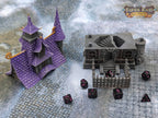 Orphanage Schoolhouse 3D Printed Dice Tower - Fate's End Furhaven Collection - Journey Back to a Time of Old Tales and Whispered Legends! - Black / Yes- Include Random Dice Set