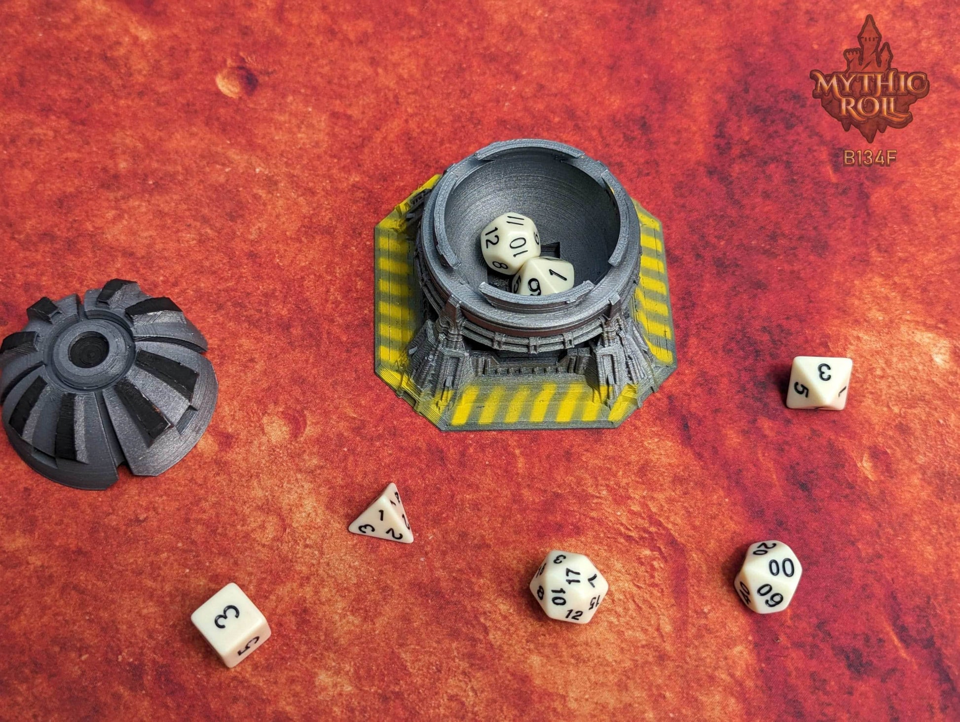 Space Pod 3D Printed Cyberpunk Dice Vault - Mythic Roll Collection by Unchained Games | RPG Dice Jail | D20 Dice Box | -Your Odyssey Awaits! - Black / Yes- Include Random Dice Set
