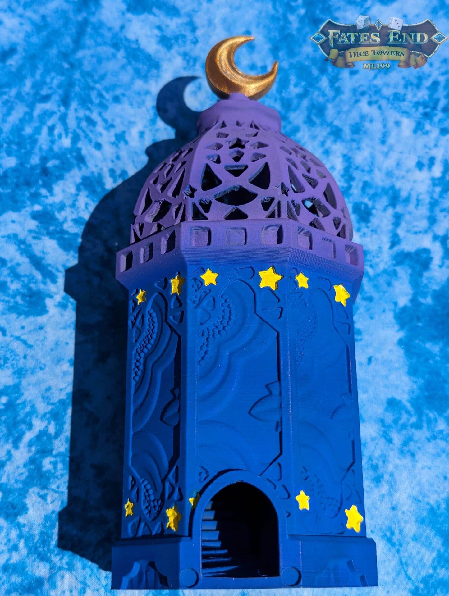 Lantern 3D Printed Dice Tower - Fate's End Furhaven Collection - Illuminate Your Destiny! - Black / Yes- Include Random Dice Set