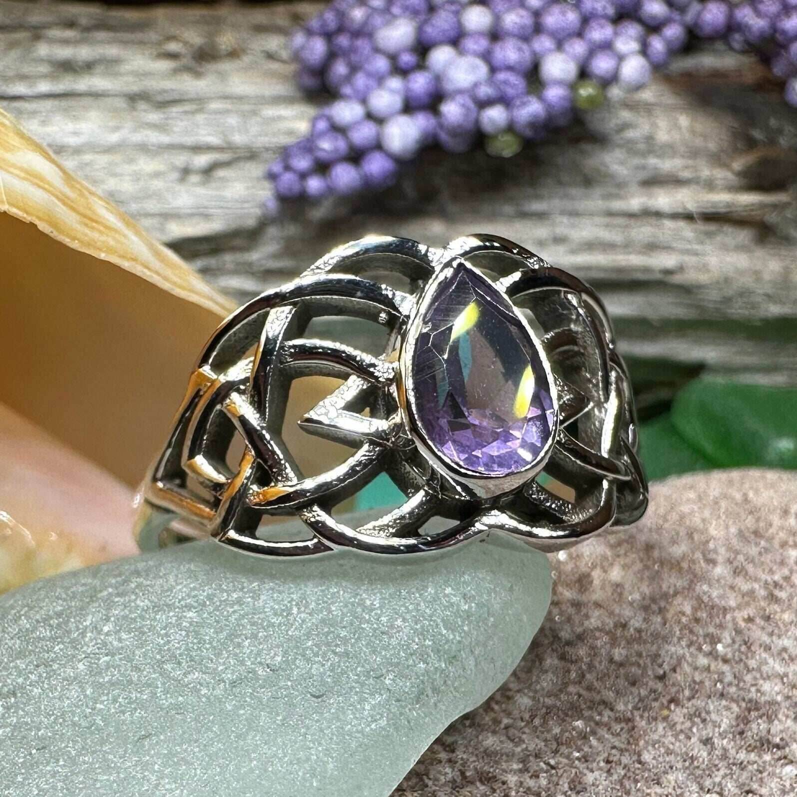 Vanaheim Celtic Knot Ring - 6 / Amethyst