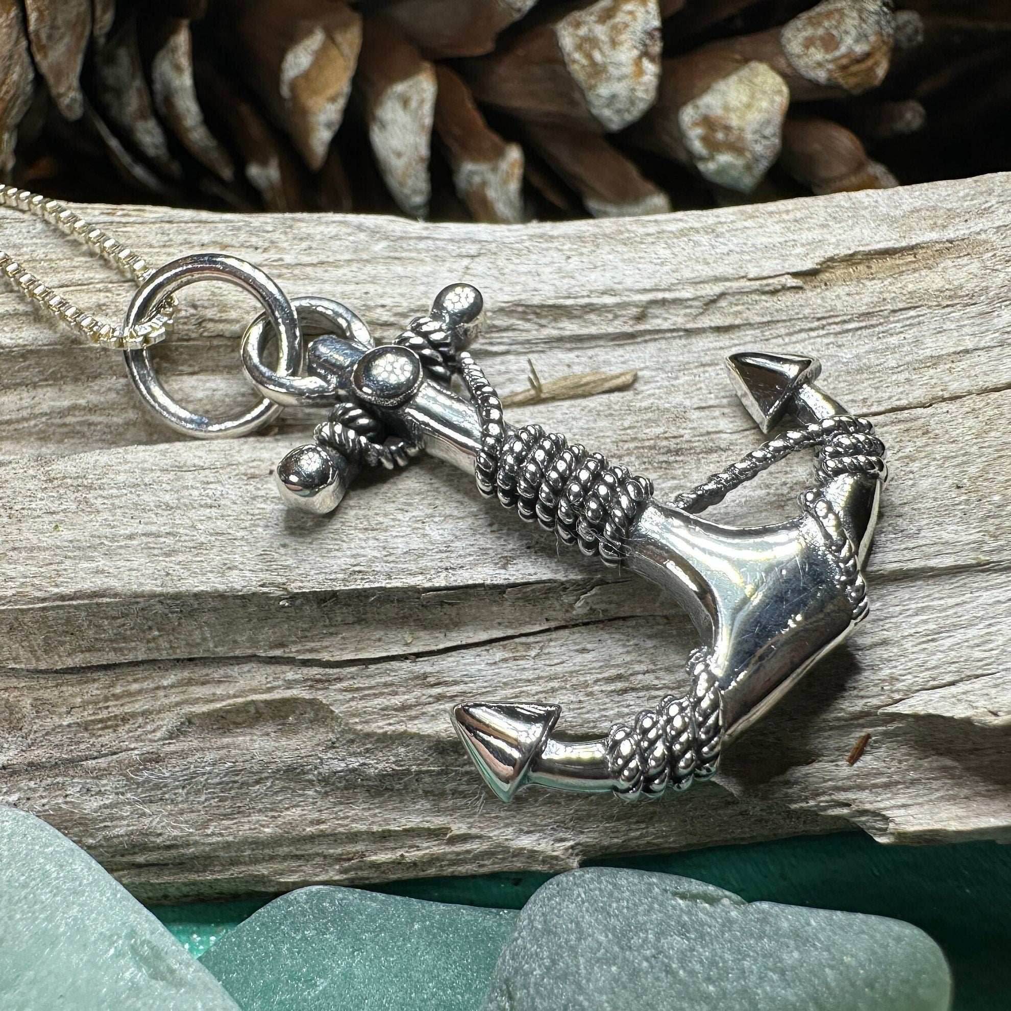 Deep Blue Sea Anchor Necklace - 18