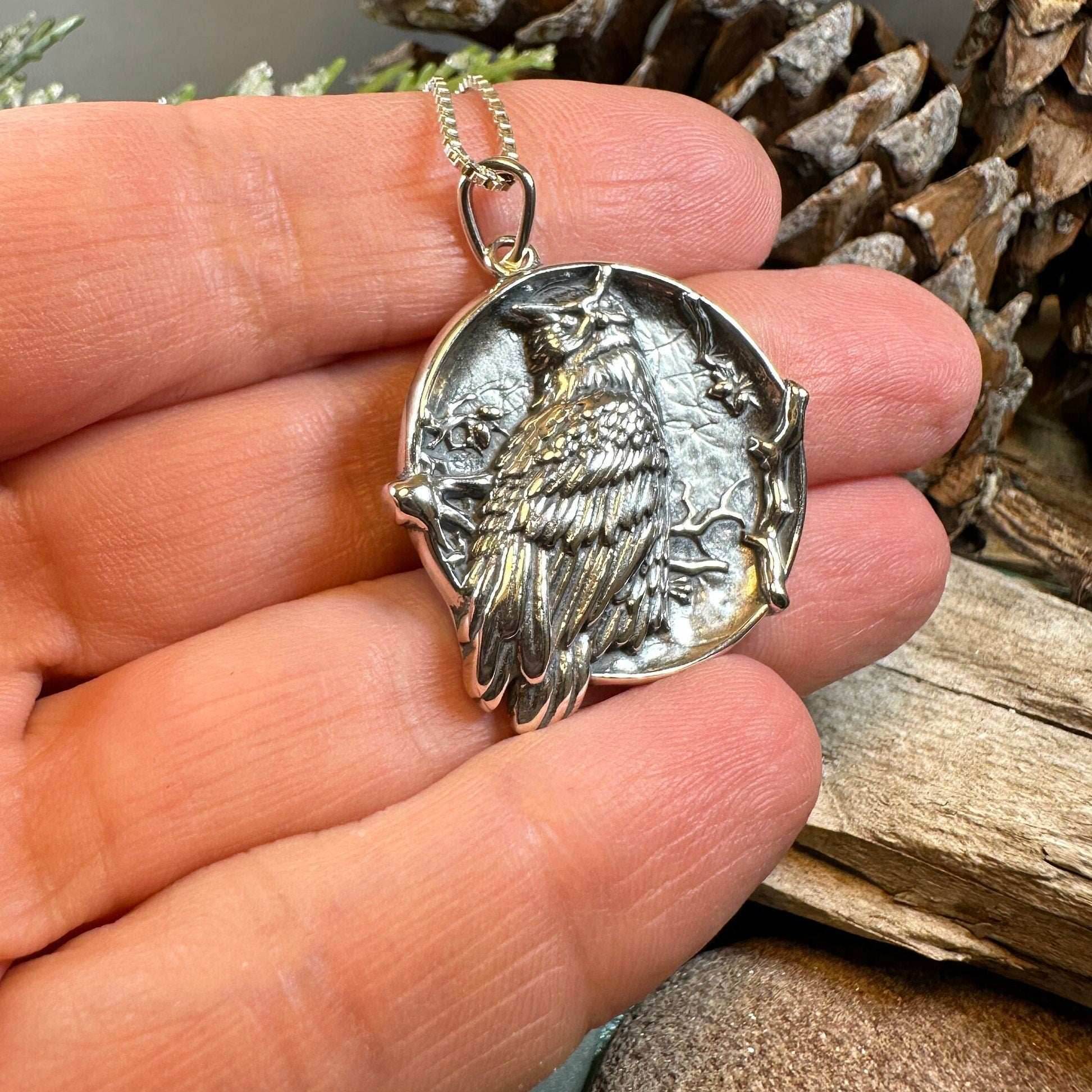 Night Watcher Owl Moon Necklace - 18