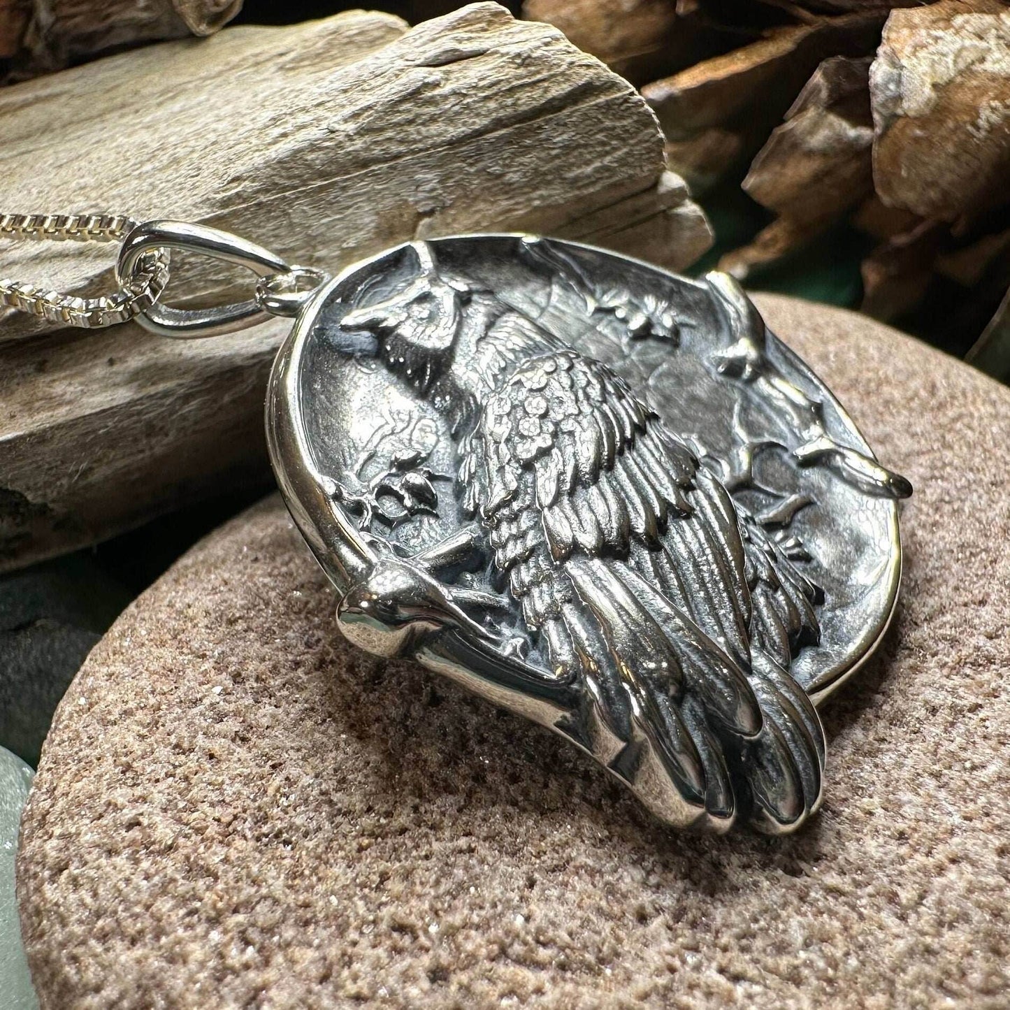 Night Watcher Owl Moon Necklace - 18