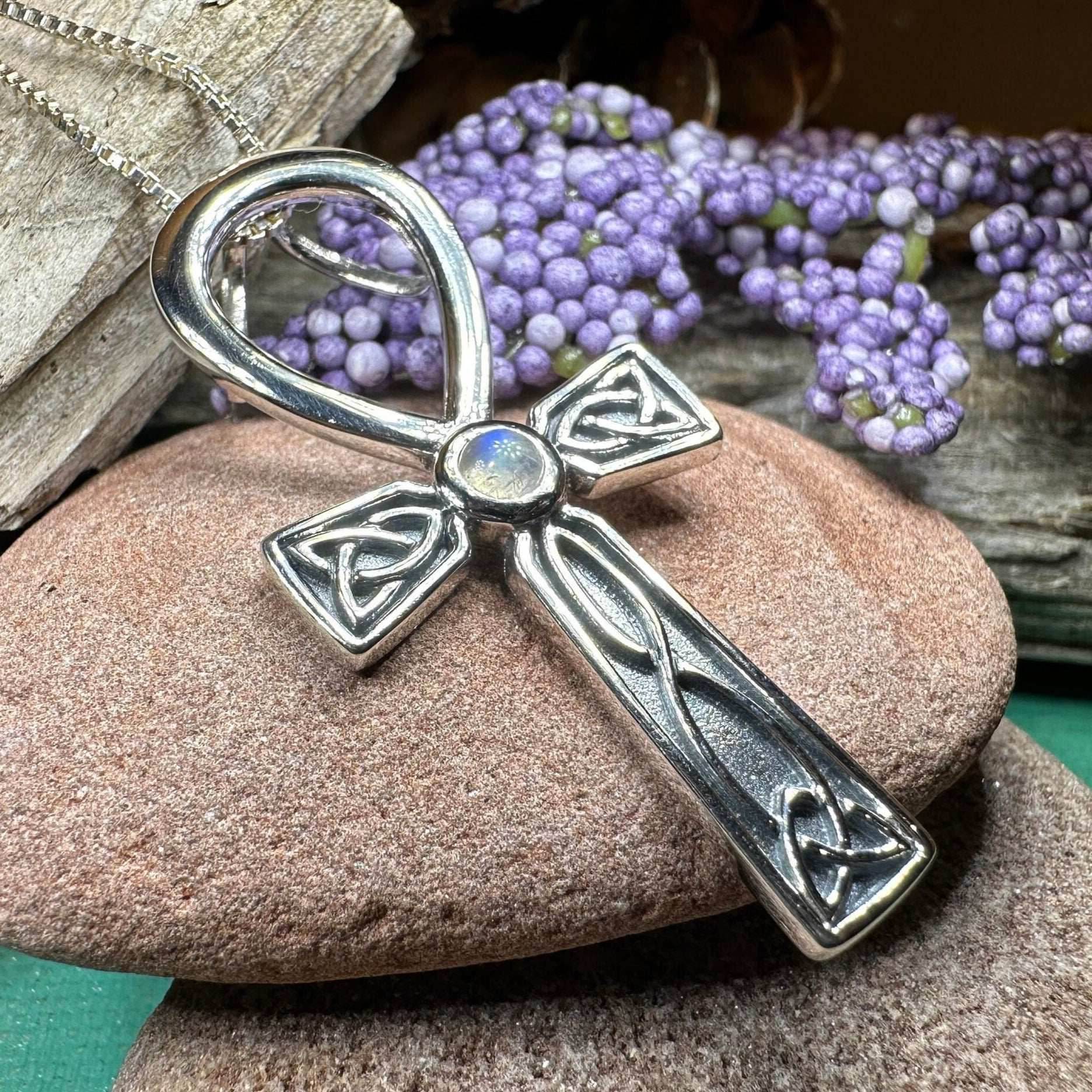 Celtic Ahnk Moonstone Necklace - 18