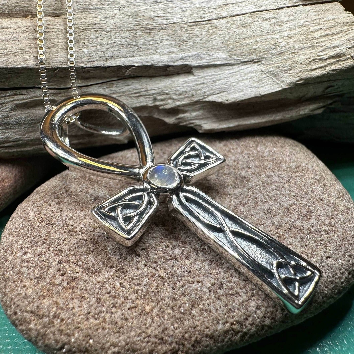 Celtic Ahnk Moonstone Necklace - 18
