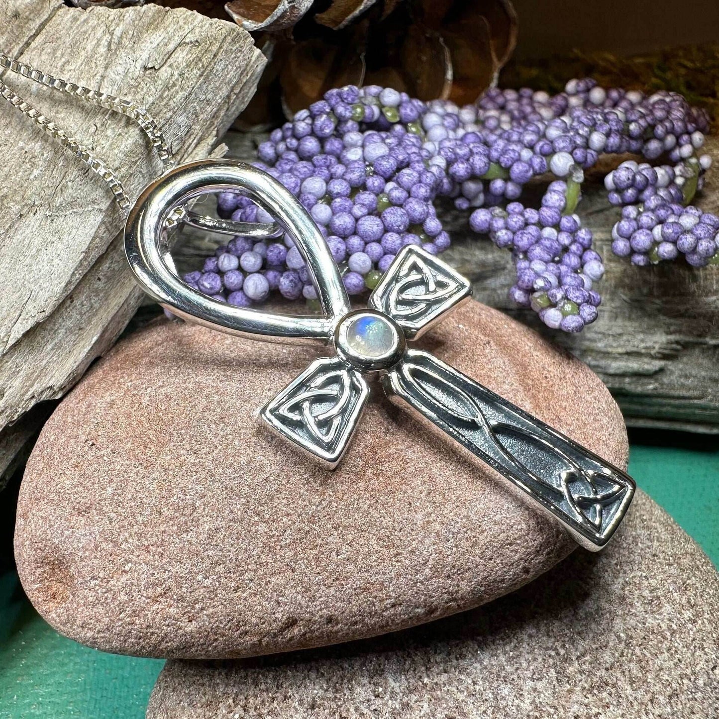 Celtic Ahnk Moonstone Necklace - 18
