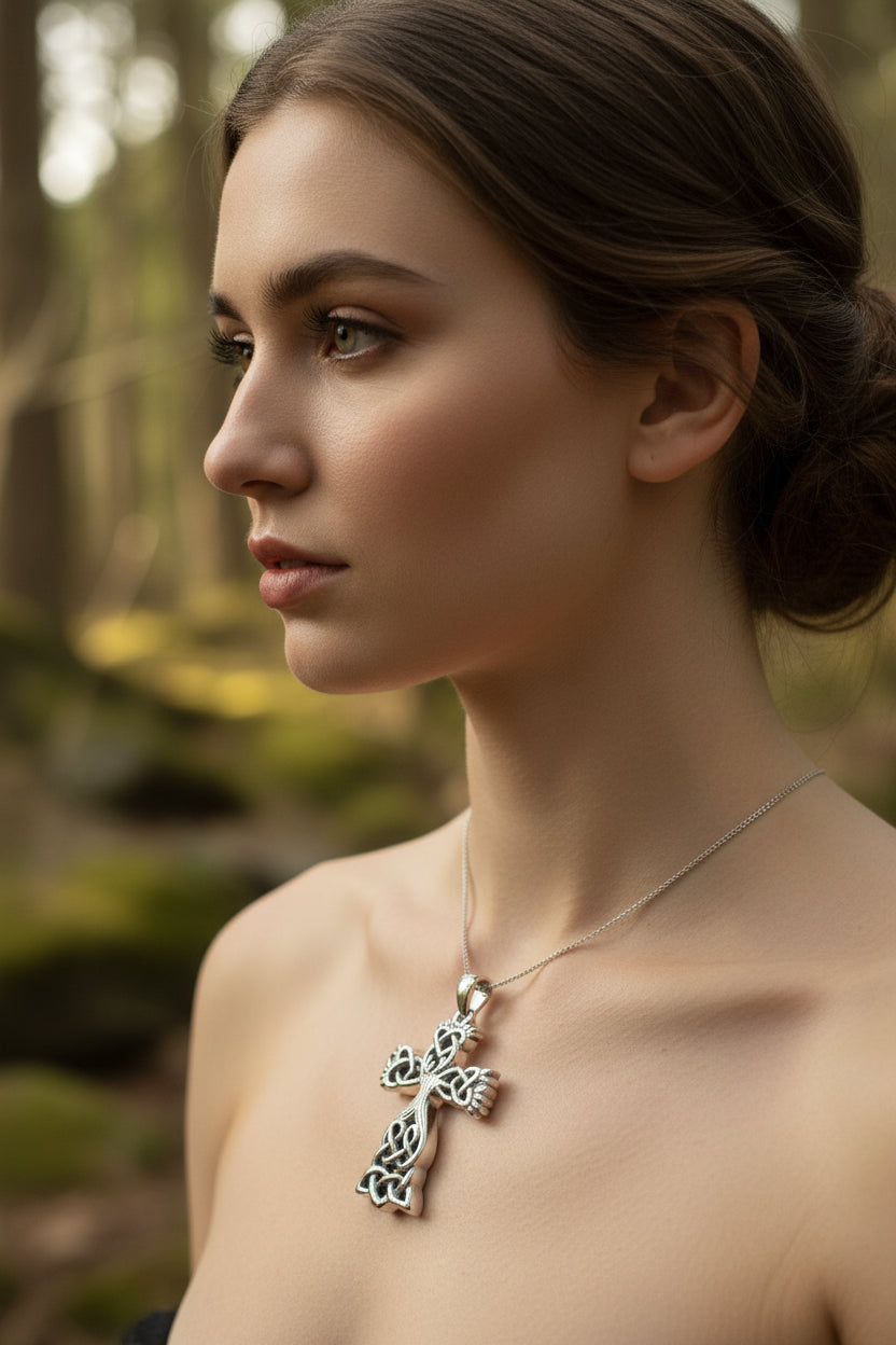 Eternal Tree Celtic Cross Necklace