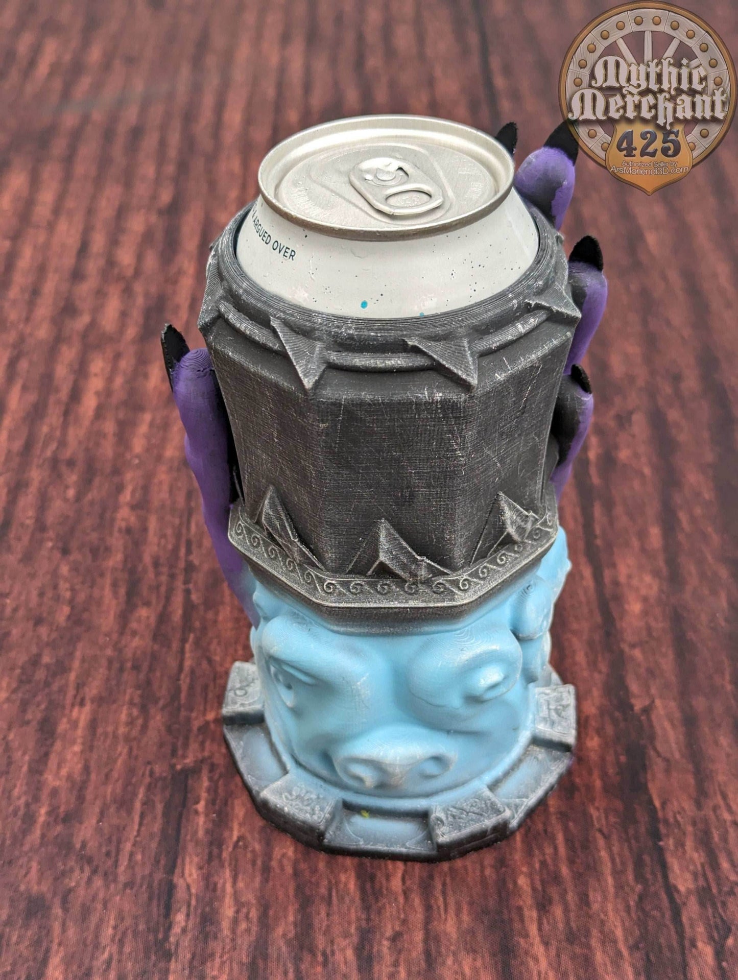 Sorcerer 3D Printed Can Holder- Mythic Mugs Collection by Ars Moriendi 3D- Harness Mystic Powers! - Black / Threaded with Lid